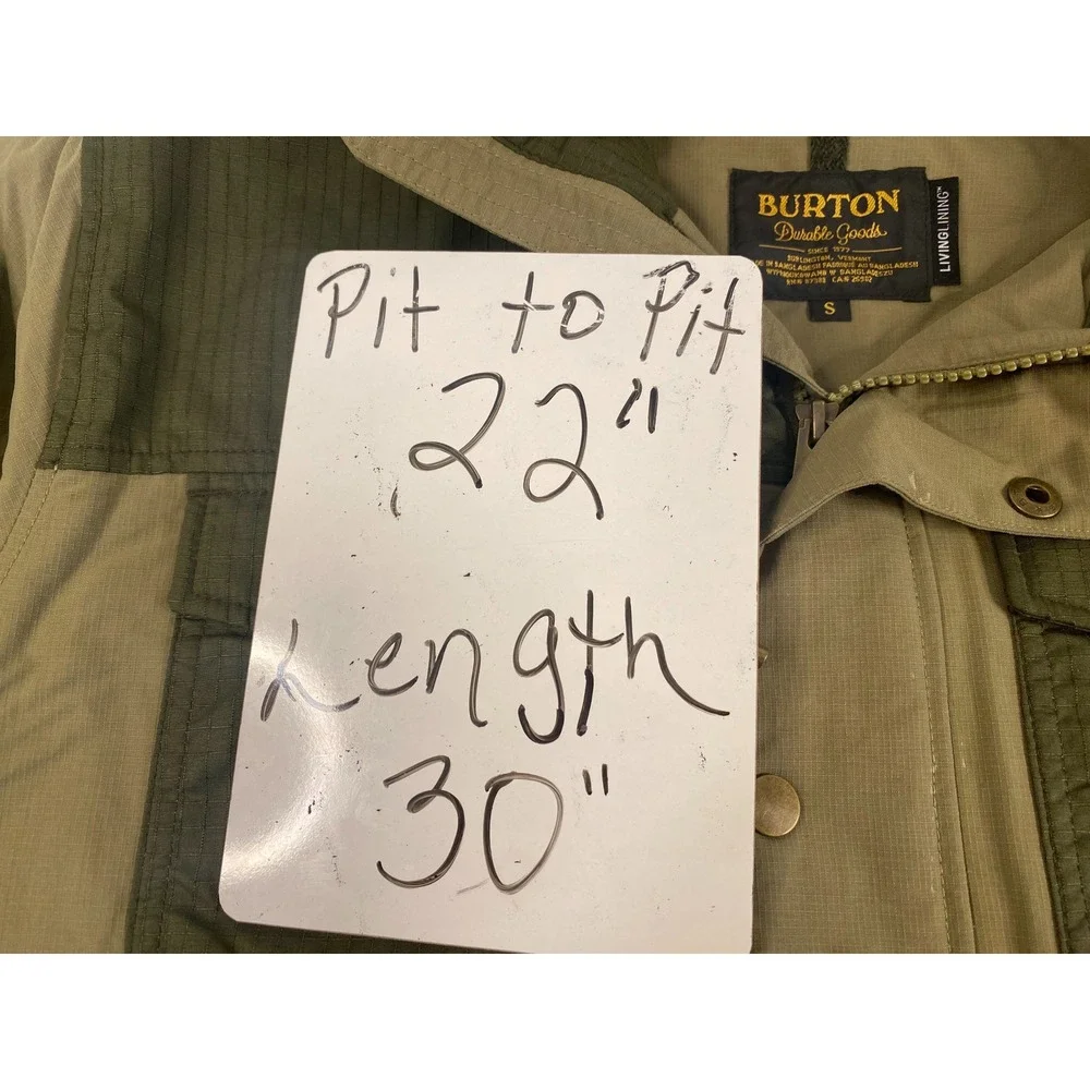 Burton Durable Goods Mens Small Frontier Hooded Parka Olive Sherpa Lined Ripstop